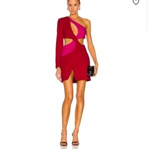 PatBO Red Asymmetrical One Shoulder Bodycon Dress